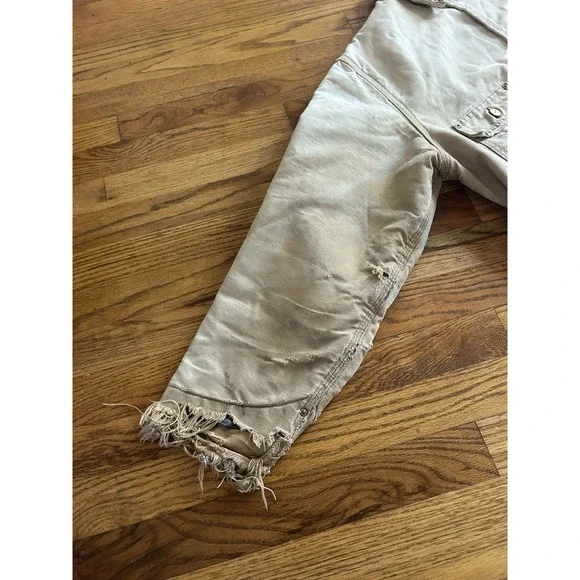 Vintage Carhartt Detroit Blanket Lined Chore Coat Tan Mens Size XL Thrashed